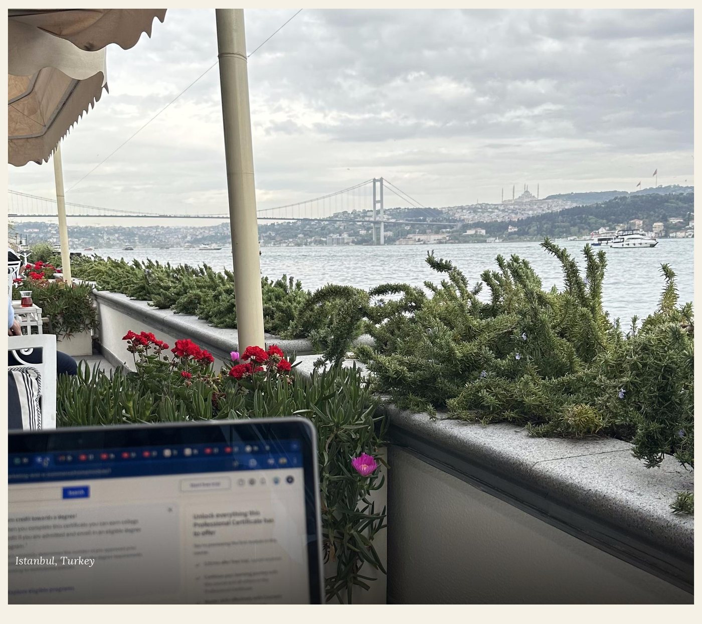Working from Istanbul, Bosphorus view